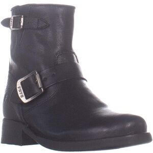 Frye Black Leather Moto Boots